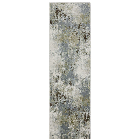 Oriental Weavers Caravan Area Rug - 5090E - 2'3" x 7'6" - in Blue/Green - Modern Style, Stain Resistant, Family and Pet Friendly, Entryway, Hallway Runner Rug