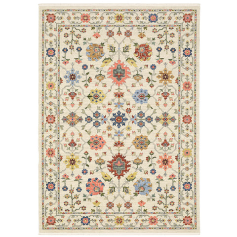 Oriental Weavers Lucca Wool Blend Area Rug - 093W1-9'10" x 12'10" - in Ivory/Multi - Vintage Inspired, Wool Blend, Family, Dining, Living Room Rug
