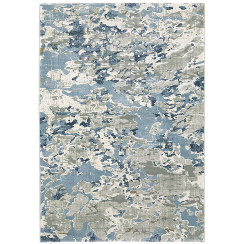 Oriental Weavers Easton Area Rug - 3317E - 7'10" x 10'10" - in Grey/Blue - Modern Style, Stain Resistant, Family and Pet Friendly, Dining, Living Room Rug