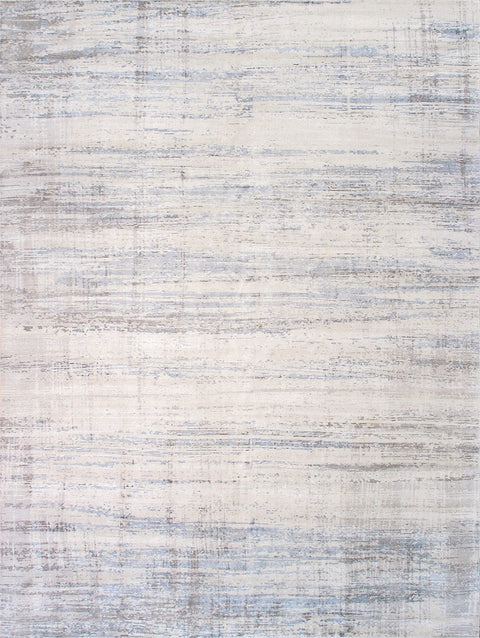 Pasargad Home Modern Art Silk & Wool Area Rug, Hand-Loomed Abstract Rugs for Living Room, Bedroom, Home Dining - 12' 0" X 15' 0", Silver