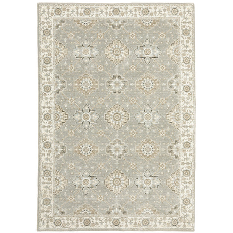 Oriental Weavers Andorra Area Rug - 8929H - 10' x 13'2" - in Grey/Ivory - Vintage Inspired, Stain Resistant, Family and Pet Friendly, Family, Dining, Living Room Rug