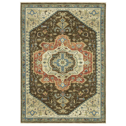 Oriental Weavers Francesca Area Rug - FR09M - 9'10" x 12'10" - in Brown/Orange - Vintage Inspired, Stain Resistant, Family and Pet Friendly, Family, Dining, Living Room Rug
