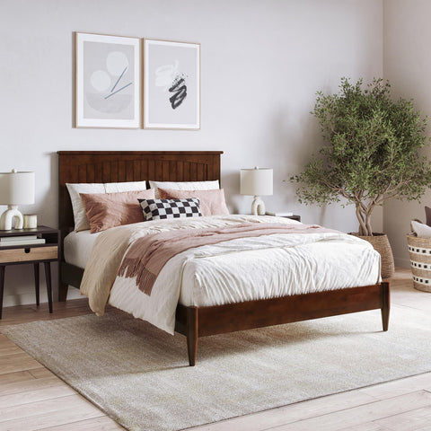 AFI, Naples Full Solid Wood Low Profile Platform Bed, Walnut