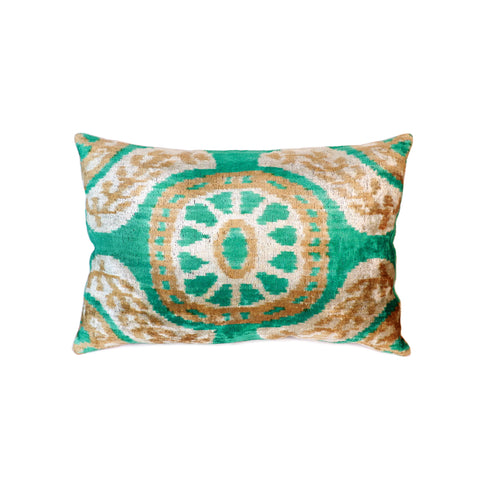 Pasargad Silk Velvet Ikat Pillow- 15" X 24"