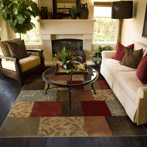 Oriental Weavers Hudson Area Rug - 030C1-6'7" x 9'6" - in Green/Red - Soft Modern Style Area Rug, Stain Resistant, Family and Pet Friendly, Dining, Living Room Rug