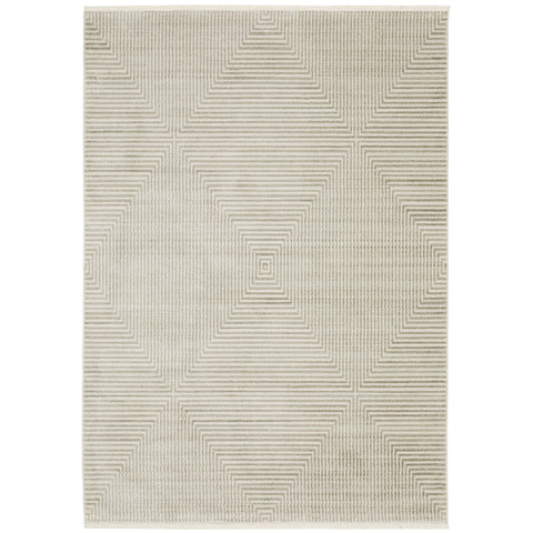 Oriental Weavers Bauer Area Rug - 4150E - 5'3" x 7'6" - in Beige/Ivory - Modern Style, Recycled PET Fibers, Stain Resistant, Bedroom, Office Rug