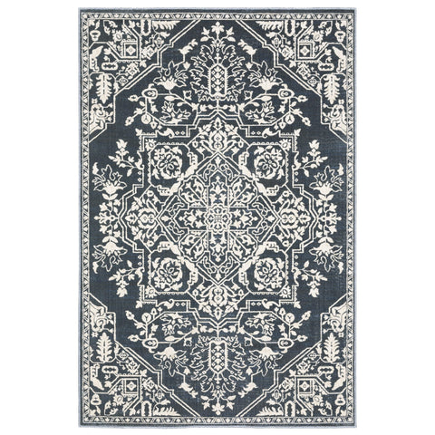 Oriental Weavers Intrigue Area Rug - INT10-3'10" x 5'5" - in Blue/Ivory - Vintage Inspired, Stain Resistant, Family and Pet Friendly, Entrway, Bedroom Rug