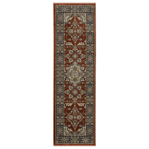 Oriental Weavers Aberdeen Area Rug - 4151R - 2'3" x 7'6" - in Red/Blue - Vintage Inspired, Stain Resistant, Family and Pet Friendly, Entryway, Hallway Runner Rug