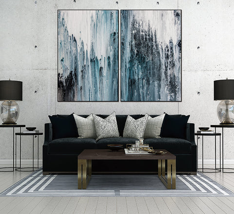 Whiteline Modern Living Zelda 2-Piece Canvas Wall Art Set, 40" x 60" Each Panel, Black PS Frame, Modern Abstract Design, Ready to Hang