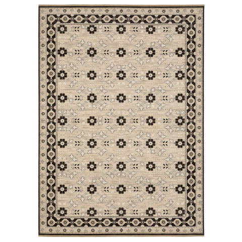 Oriental Weavers Acacia Machine Woven Area Rug - ACA09-6'7" x 9'6" - in Beige/Black - Traditional Style Dining Room, Living Room, Family Room Rug