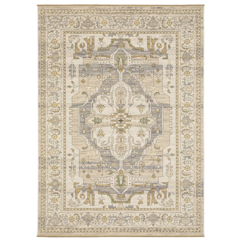 Oriental Weavers Acacia Machine Woven Area Rug - ACA07-9'10" x 12'10" - in Beige/Grey - Traditional Style Living Room, Family Room, Dining Room Rug