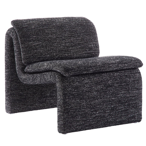 Modway Lume Curved Lounge Chair in Charcoal Boucle Fabric – Modern Upholstered Armless Accent Chair with Padded Cushion - Unique Slipper Chair for Bedroom or Living Room
