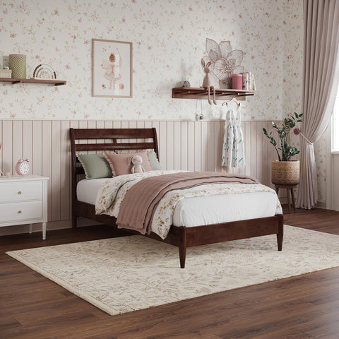 AFI, Savannah Twin Solid Wood Low Profile Platform Bed, Walnut