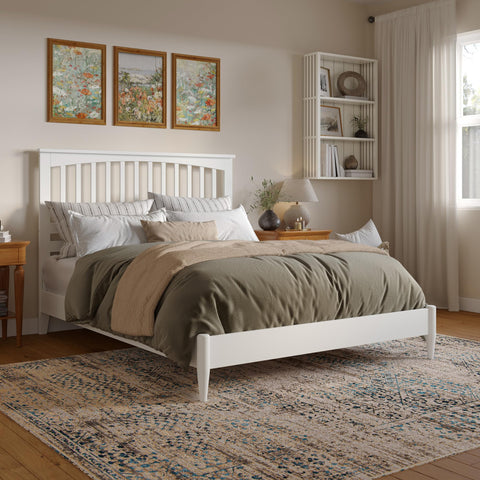 AFI, Becket Queen Solid Wood Low Profile Platform Bed, White