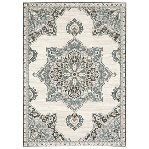 Oriental Weavers Ellington Area Rug - ELL01-7'10" x 10'10" - in Brown/Blue - Vintage Inspired, Stain Resistant, Family and Pet Friendly, Dining, Living Room Rug
