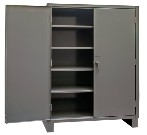 Durham 14 Gauge Welded Steel Heavy Duty Recessed Door Style Lockable Storage Cabinet, 3704-4S-95, 6600 lbs Capacity, 24" Length x 60" Width x 78" Height, 4 Adjustable Shelves