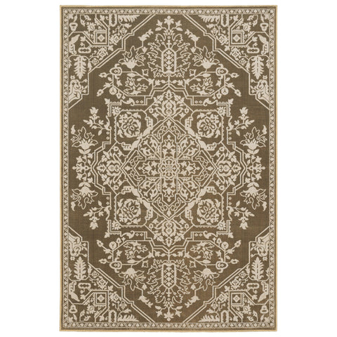 Oriental Weavers Intrigue Area Rug - INT11-6'7" x 9'6" - in Gold/Beige - Vintage Inspired, Stain Resistant, Family and Pet Friendly, Dining, Living Room Rug