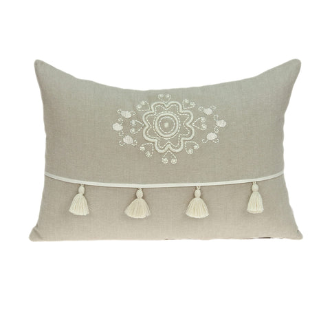Parkland Collection Lea Beige 14" x 20" Throw Pillow