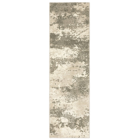 Oriental Weavers Carson Area Rug - 0734D - 2'3" x 7'6" - in Beige/Grey - Modern Industrial Style, Stain Resistant, Family and Pet Friendly, Entryway, Hallway Runner Rug