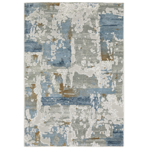 Oriental Weavers Easton Area Rug - 4518X - 3'3" x 5' - in Grey/Blue - Modern Style, Stain Resistant, Family and Pet Friendly, Entrway, Bedroom Rug