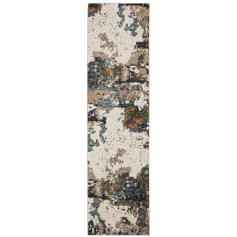 Oriental Weavers Evolution Area Rug - 0981A - 2'6" x 12' - in Ivory/Multi - Modern Industrial Style, Stain Resistant, Family and Pet Friendly, Entryway, Hallway Runner Rug