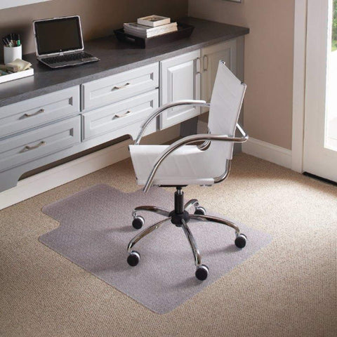 Chair Mat for Flat to Low Pile Carpet, Rectangle with Lip, 36"x48", Clear