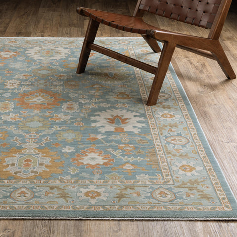 Oriental Weavers Maeve Area Rug - MAE02-3'3" x 5' - in Teal/Rust - Vintage Inspired, Stain Resistant, Family and Pet Friendly, Entrway, Bedroom Rug