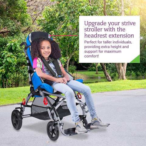 Headrest Extension for Strive Adaptive Special Needs Stroller, 18" Blue, Maintains Proper Posture, Extends Back Height and Support for Taller Individuals – Fits 18" Strive Stroller
