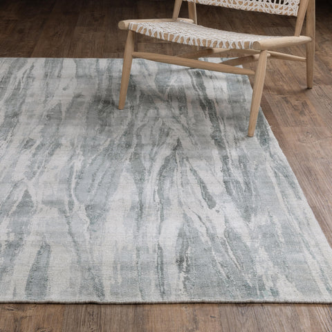 Oriental Weavers Clarke Hand-Made Wool Blend Area Rug - CLA03-8'x 10' - in Green/Ivory - Modern Abstract Style, Hand-Made Wool and Viscose Rugs, Dining, Living Room Rug