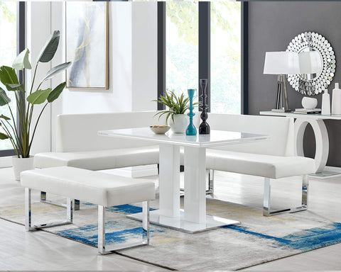 Armen Living Amanda Modern Rectangular Dining Set, 3 Piece, White