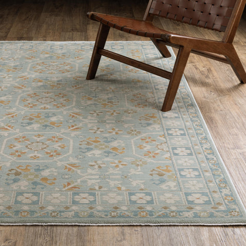 Oriental Weavers Maeve Area Rug - MAE14-9'10" x 12'10" - in Teal/Blue - Vintage Inspired, Stain Resistant, Family and Pet Friendly, Family, Dining, Living Room Rug