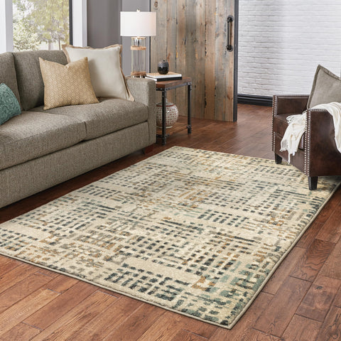Oriental Weavers Carson Area Rug - 0748F - 3'10" x 5'5" - in Beige/Grey - Modern Style, Stain Resistant, Family and Pet Friendly, Entrway, Bedroom Rug