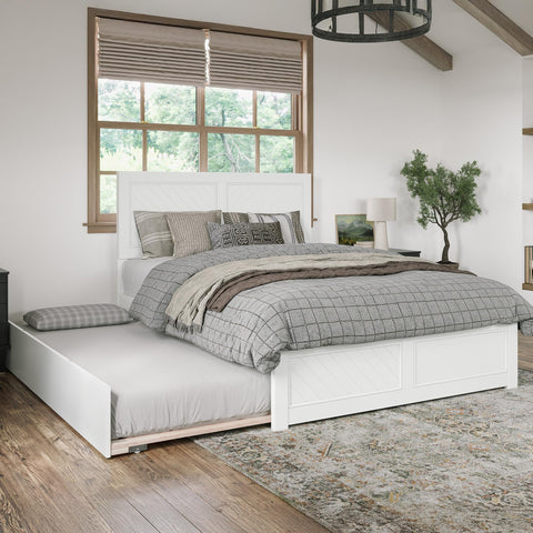 AFI, Canyon Queen Platform Bed with Matching Footboard & Twin XL Trundle, White