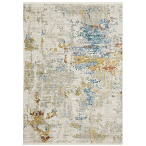 Oriental Weavers Bauer Area Rug - 1340W - 7'10" x 10'10" - in Beige/Multi - Modern Style, Recycled PET Fibers, Stain Resistant, Dining, Living Room Rug