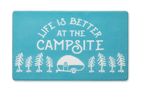 Camco Life is Better at The Campsite Anti-Fatigue Kitchen Mat - Features RV Sketch Design - Reduces Discomfort While Standing for Extended Time - Features a Non-Slip Surface - 30 x 18 x 3/4 in (53435)