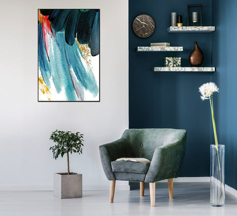 Whiteline Modern Living Livia Canvas Wall Art, 48" x 32", Black PS Frame, Modern Abstract Design, Ready to Hang