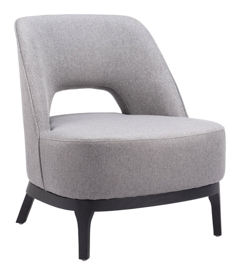 Zuo Mistley Accent Chair Gray, Gray Accent Chair, Modern Style, Plain Fabric, Comfy and Durable Polyester Fabric, Solid Ash Wood, Indoor Living, 25.6" W x 28.7" D x 30.5" H, Non-Stackable