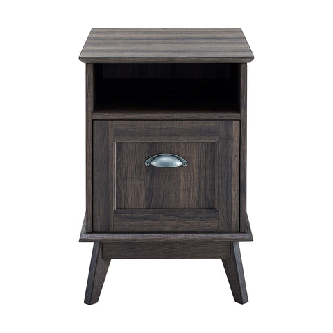 Caffoz Newport Series Tall Wooden Home Office File Cabinet with Fully Extended Drawer | Side End Table | Sturdy and Stylish | Easy Assembly | Smoke Oak Wood Look Accent Living Room Furniture