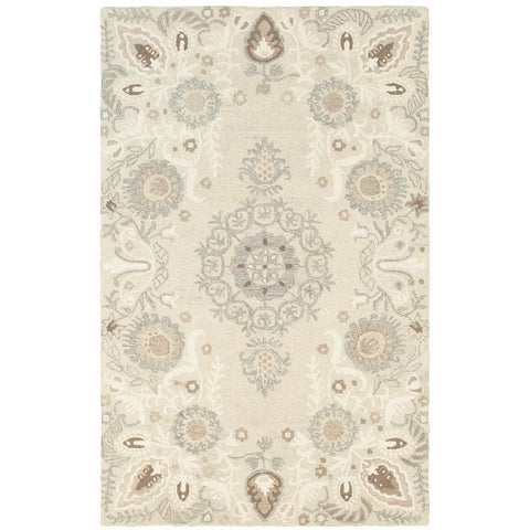 Oriental Weavers Craft Hand-Made Wool Area Rug - 93000-3'6" x 5'6" - in Sand/Ash - Scandinavian Inspired, Hand-Made Wool Rugs, Entrway, Bedroom Rug