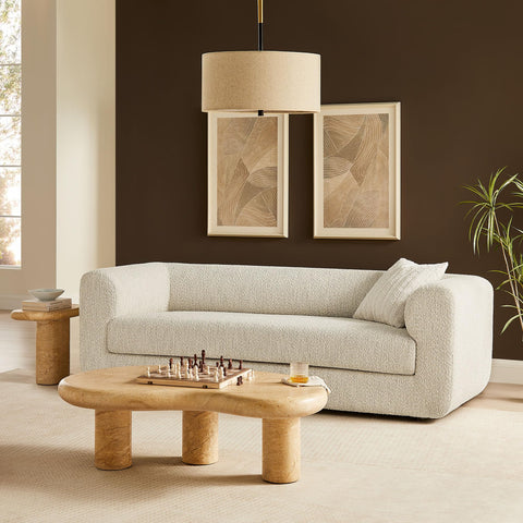 Modway Leif Boucle Fabric Upholstered Sofa – 89 Inch Modern Tuxedo Sofa – Comfy 3 Seater Couch with Deep Seat