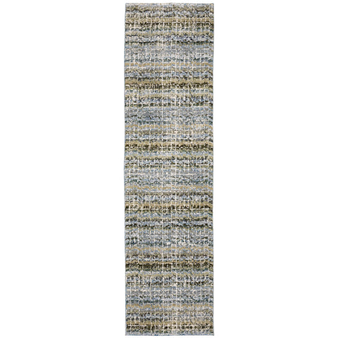 Oriental Weavers Atlas Area Rug - 747B0-2'6" x 12' - in Blue/Green - Modern Style, Stain Resistant, Family and Pet Friendly, Entryway, Hallway Runner Rug