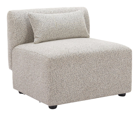 Zuo Simu Middle Chair Dune Greige, Gray Sectional, Modern Style, Textured Weave, Elm Wood Leg, Elm Wood, Indoor Living, 30.3" W x 29.1" D x 27.6" H, Non-Stackable
