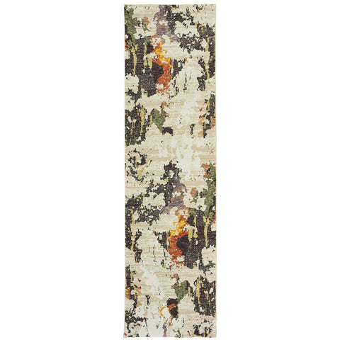 Oriental Weavers Evolution Area Rug - 7770J - 2'6" x 12' - in Beige/Charcoal - Modern Style, Stain Resistant, Family and Pet Friendly, Entryway, Hallway Runner Rug