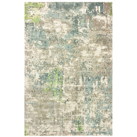 Oriental Weavers Formations Hand-Made Area Rug - 70007-10' x 14' - in Blue/Green - Modern Style, Hand-Made Viscose Rugs, Family, Dining, Living Room Rug