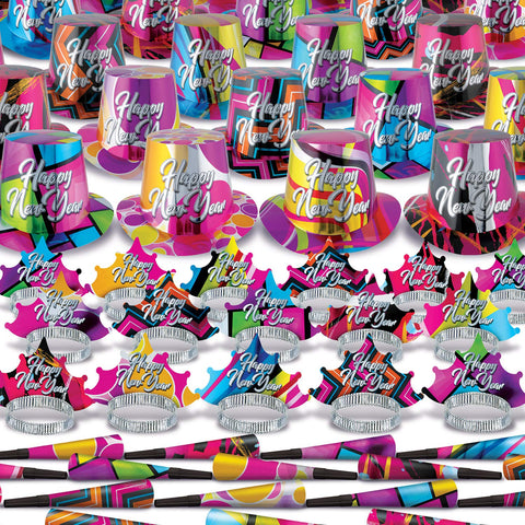 Beistle 88730-50 Colorful Pattern New Year Party Assortment for 50