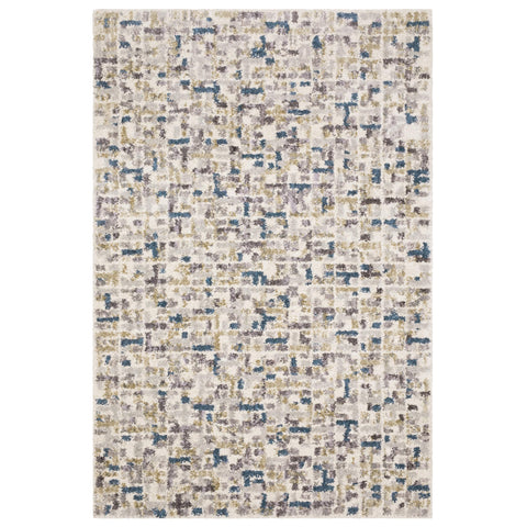 Oriental Weavers Aspen 3514A - Machine Woven Area Rug - 9'10" x 12'10" - in Ivory/Blue - Contemporary Style Living Room, Family Room, Dining Room Rug