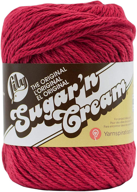Lily Sugar 'N Cream The Original Solid Yarn, 2.5oz, Medium 4 Gauge, 100% Cotton - Country Red - Machine Wash & Dry