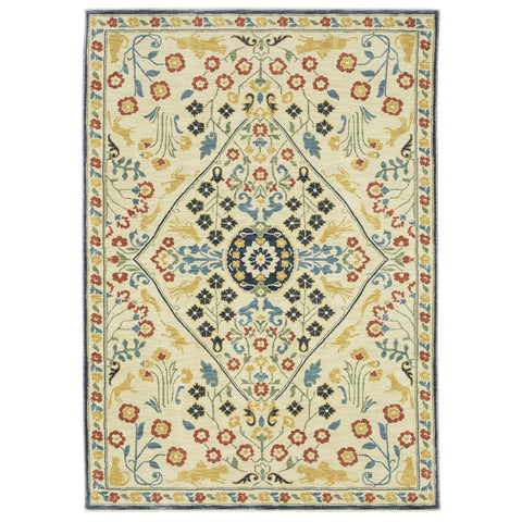 Oriental Weavers Francesca Area Rug - FR06B - 9'10" x 12'10" - in Ivory/Multi - Vintage Inspired, Stain Resistant, Family and Pet Friendly, Family, Dining, Living Room Rug