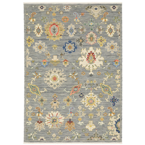 Oriental Weavers Lucca Wool Blend Area Rug - 5507E - 9'10" x 12'10" - in Grey/Multi - Vintage Inspired, Wool Blend, Family, Dining, Living Room Rug