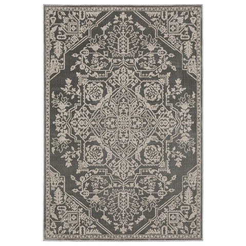 Oriental Weavers Intrigue Area Rug - INT12-9'10" x 12'10" - in Grey/Light Grey - Vintage Inspired, Stain Resistant, Family and Pet Friendly, Family, Dining, Living Room Rug